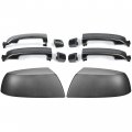 Hecasa Mirror Covers 4 Door Handles Kit Compatible With 2007-2022 Tundra Crewmax Sequoia Dark Gray