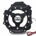 Httmt- Black W Green Led Left Engine Stator Cover Guard Compatible With 2005-2008 Suzuk Gsxr1000 P N Mt049a-bk