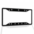 Fastasticdeals Metal Insert License Plate Frame Silver Alien Face Weatherproof Car Accessories Black 4 Holes Solid 