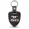 Ipick Image Made For Ford Mustang Gt 5 0 Real Black Carbon Fiber Large Shield-style Key Chain