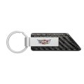 Cadillac Crest Pu Leather Carbon Fiber Texture Strap Silver Metal Bar Key Chain Official Licensed 