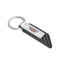 Cadillac Crest Pu Leather Carbon Fiber Texture Strap Silver Metal Bar Key Chain Official Licensed