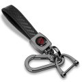 Dodge Demon Red Logo In Black On Real Carbon Fiber Loop-strap Dark Gunmetal Hook Key Chain Keychain Official Licensed 
