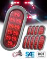 Set Of 10 Red Oval Sealed Led Stop Turn Signal And Parking Light Kit For Truck Trailer Includes Grommet Plug Dot Approved 