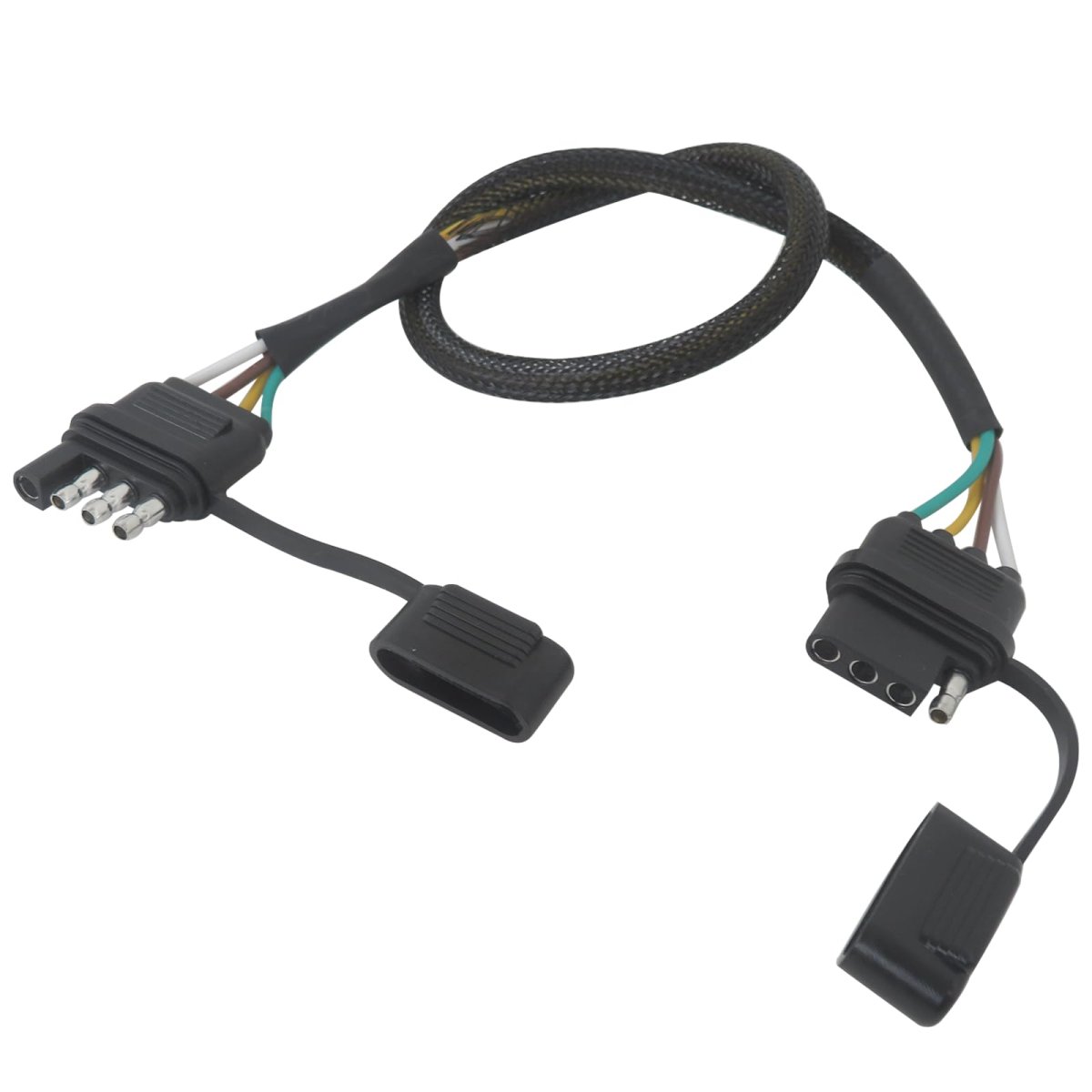 4 Flat Trailer Wire Extension Way Connector Pure Copper Loom Tubing Protection Comes With Plug And Play Design
