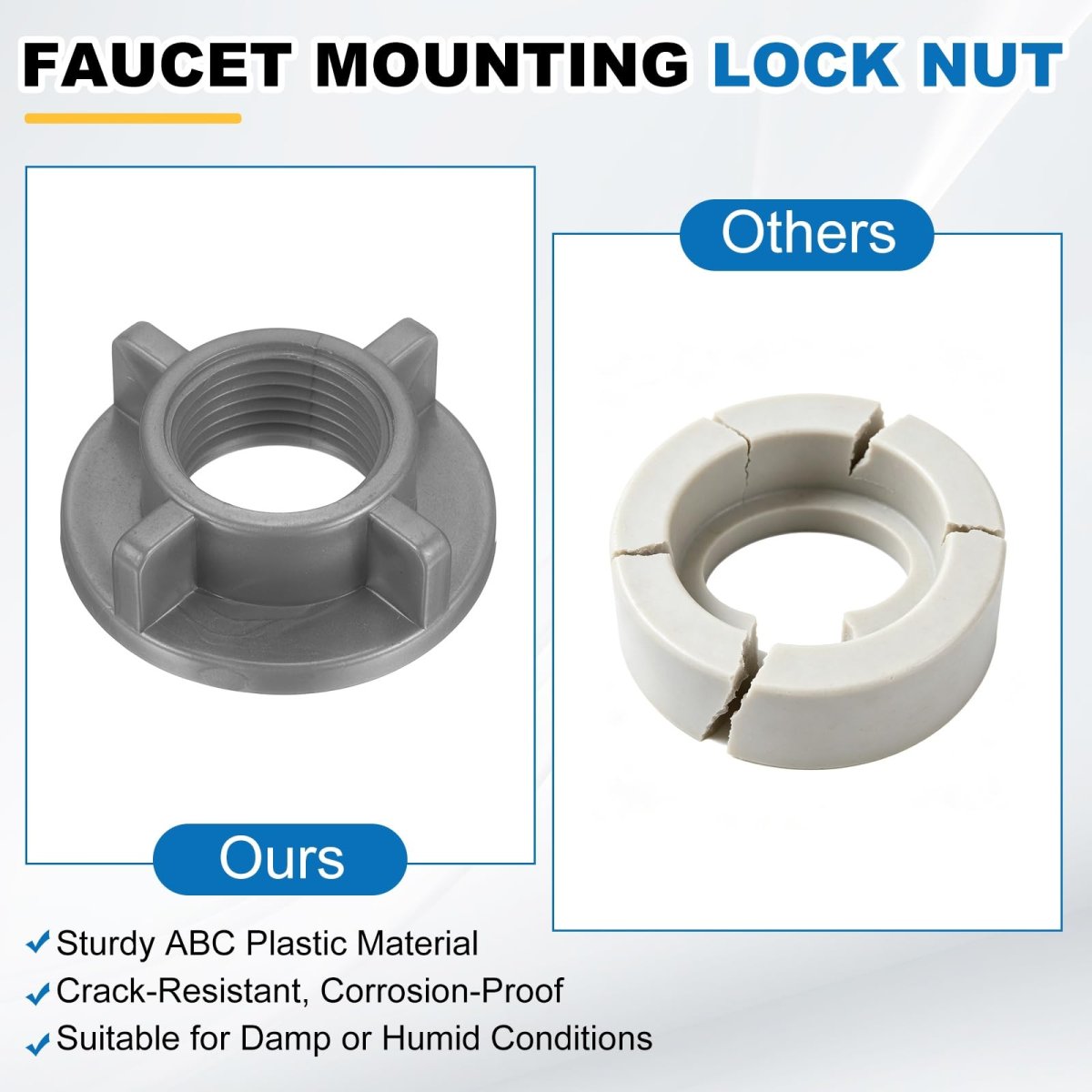 8 Pcs Faucet Mounting Lock Nut G1 2 Abs Plastic Winged Locknuts For Kitchen And Bathroom Sink Installation Gray