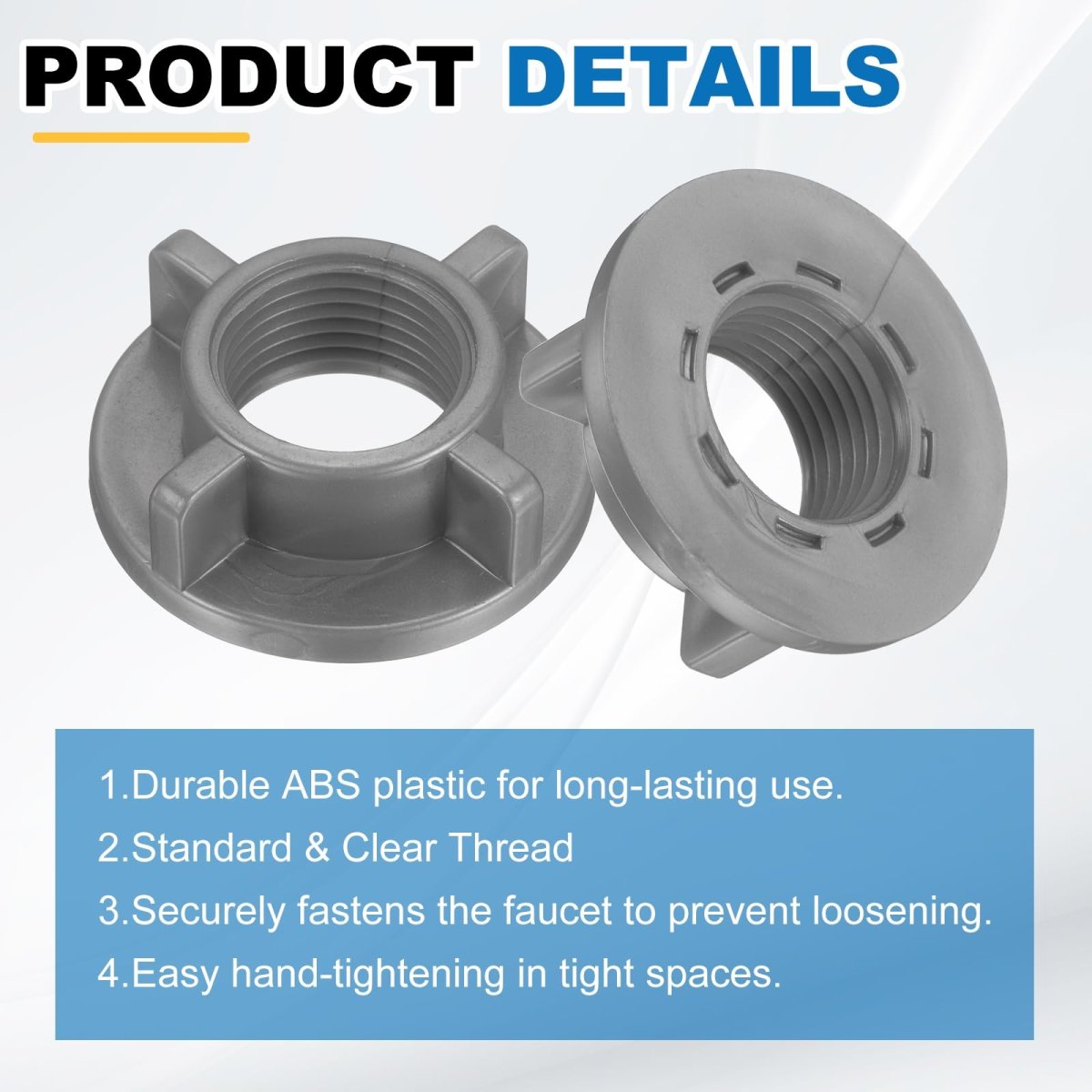 8 Pcs Faucet Mounting Lock Nut G1 2 Abs Plastic Winged Locknuts For Kitchen And Bathroom Sink Installation Gray