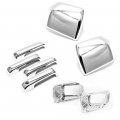 S Sizver Exclusive Combo Chrome Front Fog Light Mirror 4dr Handle No Smart Key Cutout Covers For 2015-2017 Ford F-150 