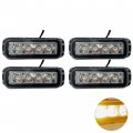 4 Pcs In X 1 5 Rectangle Led Amber Strobe Lights 12w Ip65 Waterproof High Power Warning For Towing 6 Flash Patterns Surface 