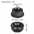 Uxcell M8 Serrated Flange Hex Lock Nuts Carbon Steel Black Oxide Finished 100pcs