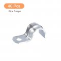 Uxcell 40pcs 1 2 Inch Emt Pipe Straps One Hole Zinc Plated Steel Clamp Reinforced Rib For Conduit And Fixing