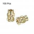 Uxcell Knurled Insert Nuts 100pcs M3 X 7mm L 5mm Od 3d Printing Brass Female Threadeds Heat Set Insert Embedment