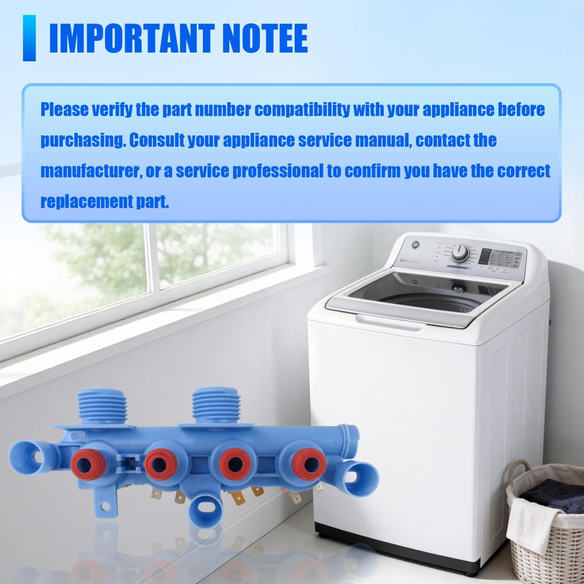 Wh13x24058 Water Inlet Valve For Ge Washers Gtw845csn0ws Gtw845csn1ws Gtw845csnws Replaces Ap6282070 Ps12171559 Wh13x26637