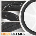 Universal Fit 14 1 2 To 15 Inches Microfiber Leather Steering Wheel Cover With Stylish Full Surround Stitching Design Inner