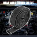 X Autohaux Fiberglass Heat Wire Shield Sleeve High Temp Adjustable 3 2ft 12mm 1 2 Black For Car Loom Protection