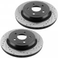 Motorbymotor Rear Brake Rotors 350mm Drilled Slotted Design Rotor Pad Kit Fits For Jeep Grand Cherokee Dodge Durango 