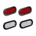 2x Red White 6 24-led Oval Truck Trailer Bus Stop Brake Running Reverse Backup Tail Light