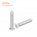 Uxcell St4x25mm White Screws Self Tapping 25pcs Flat Head Phillips Wood For Woodworking