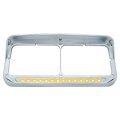 United Pacific 32352 Chrome Recngular 14 Led Dual Headlight Bezel W Visor Plated Injection Molded Plastic Light Bar 