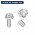 Uxcell M4x12mm Phillips Hex Head Flange Bolts 10pcs 304 Stainless Steelagon Hex Machine Screws