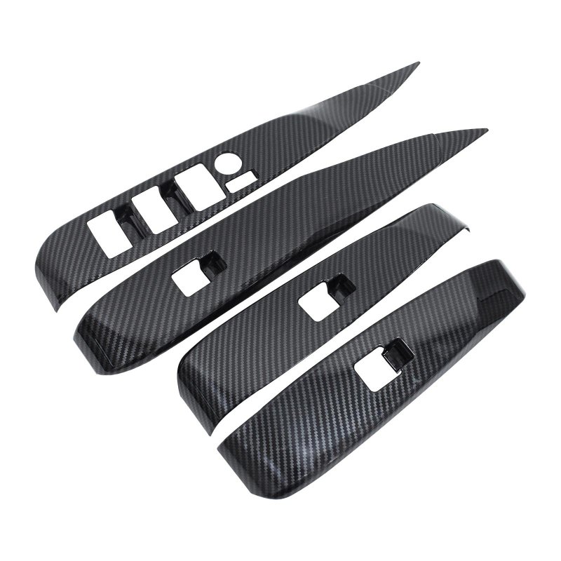 Front Rear Left And Right Abs Carbon Fiber Window Lift Switch Button Panel Trim Bezel