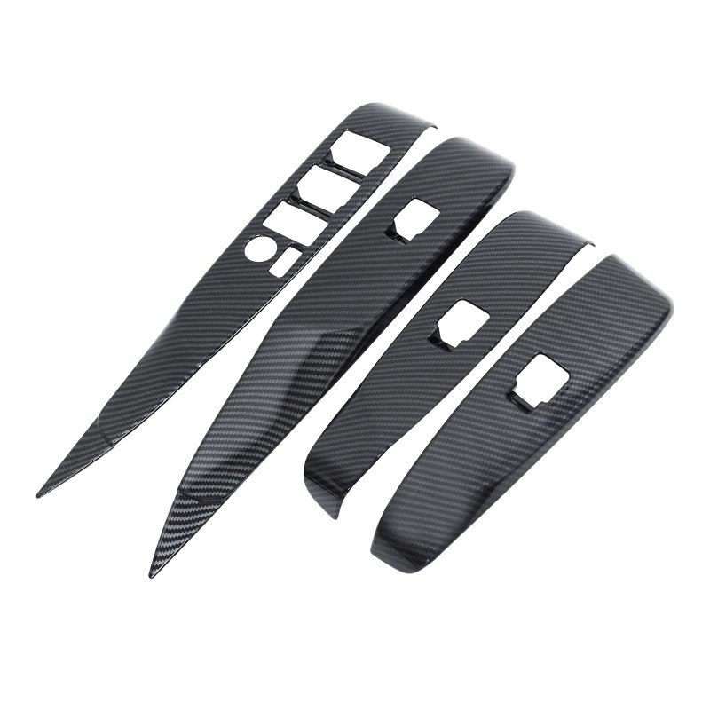 Front Rear Left And Right Abs Carbon Fiber Window Lift Switch Button Panel Trim Bezel