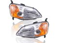 Halogen Headlight Assembly Set Of 2 For 2001-2003 Honda Civic Sedan 4-door 3l 1 7l 4-cylinder 