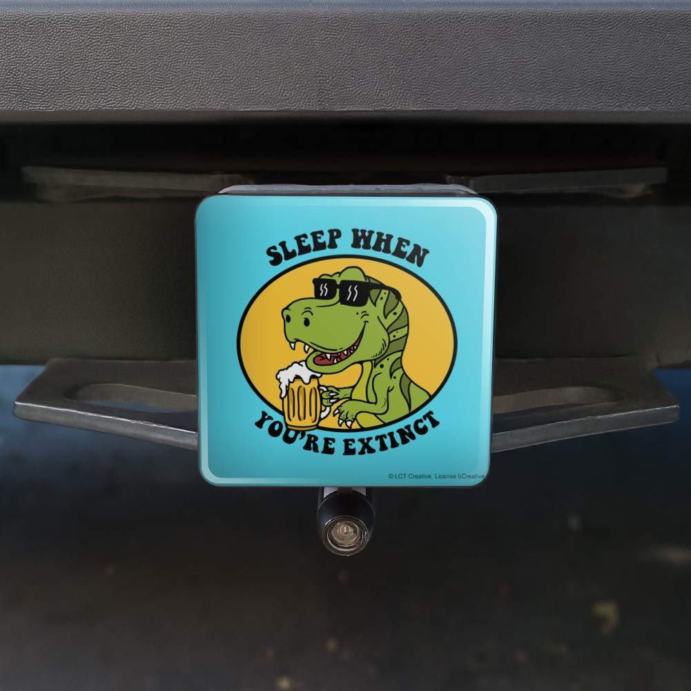 Graphics More Sleep When Your Extinct Dinosaur Funny Humor Tow Trailer Hitch Cover Plug Insert