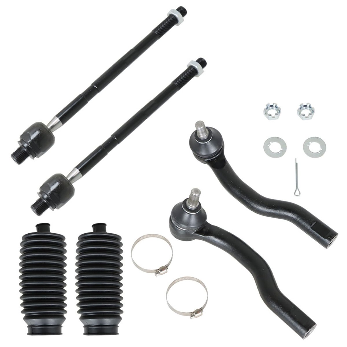 6pcs Front Inner And Outer Tie Rod End Link Kit For Edge 2007 2014 Mkx 2015 Replacement Ev800576 Es800473 Es800474 With Boots