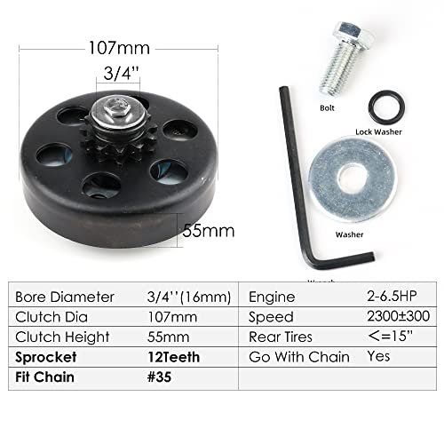 Lotfancy Go Kart Clutch 3 4 Bore 12t With 35 Chain Centrifugal Fit For Minibike Honda Engines 2pcs Set Screws 1pc Connecting