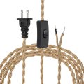 8ft 18 2 Twisted Cloth Covered Lamp Cord Vintage Fabric Electrical Wire With Switch Button And Plug Stripped Ends Ready For 