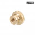 Uxcell Knurled Thumb Nuts 2pcs M4 X D12mm H8mm Brass Nut With Collar High Head Through Hole Adjusting For 3d Printer Parts