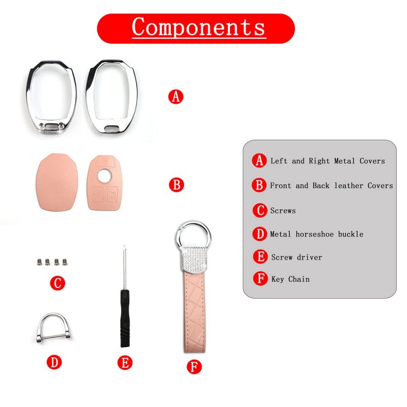 Muekzru Key Fob Cover Chain Bling Crystal Leather For Mercedesenz A B C E S G M V Class Cla Cls Gla Glc Gle Glk Gl Gls Sl Slk