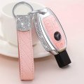 Muekzru Key Fob Cover Chain Bling Crystal Leather For Mercedesenz A B C E S G M V Class Cla Cls Gla Glc Gle Glk Gl Gls Sl Slk