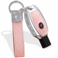 Muekzru Key Fob Cover Chain Bling Crystal Leather For Mercedesenz A B C E S G M V Class Cla Cls Gla Glc Gle Glk Gl Gls Sl Slk 