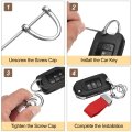 Car Key Chain Zinc Alloy Leatherchain Anti-lost D-ring Key Fob 360 Degree Rotatable Decorative With Screwdriver For Men And