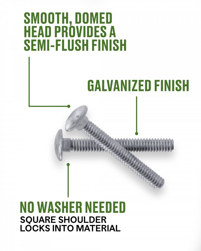 Hot Dipped Galvanized Carbon Steel Carriage Bolts 3 8-16 X 4 In Grade 2 Alloy 40 Piece Set Round Head Partially Threaded Rust