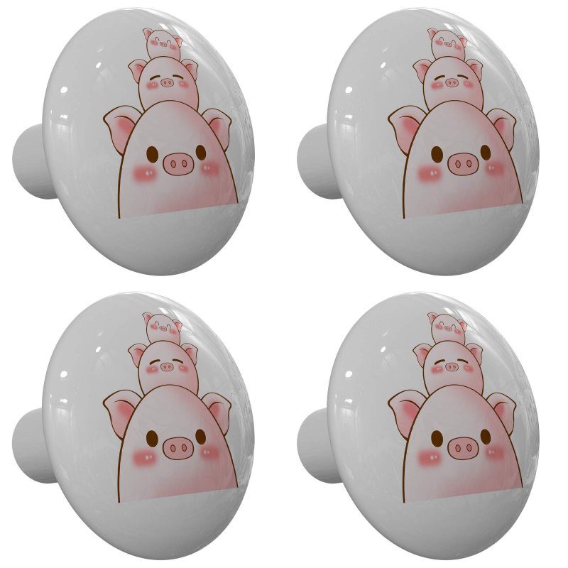 Gotham Decor Set Of 4 Cute Pig Stack Drawer Knobs