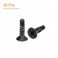 Uxcell 6 X 1 2 Sheet Metal Screws 50pcs Black Oxide 410 Stainless Steel Flat Head Phillips Drive Self Drilling