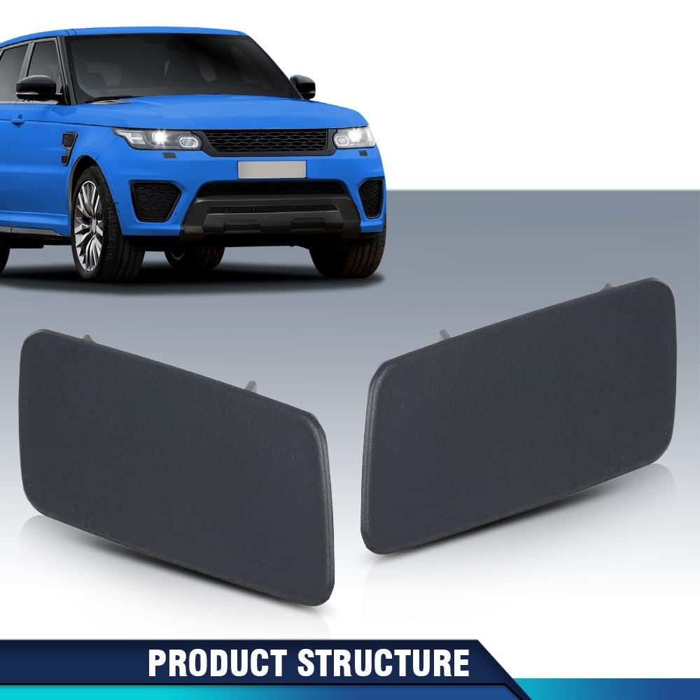 Headlight Washer Nozzle Jet Cover Cap For Range Rover Sport 2014 2017 Lr045045 Lr045044 Black 1 Pair Left And Right Abs Plastic