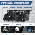 Fo2503273 Factory Style Projector Headlight Lamp Compatible With Ford Fusion 2010-2012 Passenger Right Side Black Housing Clear