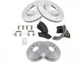 Marketplace Auto Parts Front And Rear Ceramic Brake Pads Cross Drilled Slotted Rotor Shoe Drum Kit 4 Lug Premium G-coated