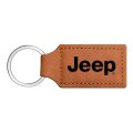 Jeep Rectangular Brown Leatherette Key Chain