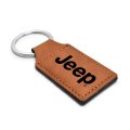 Jeep Rectangular Brown Leatherette Key Chain