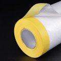 Uxcell Pre-taped Masking Film 3 6ft X 82ft Plastic Drop Cloth With Medium-tack Painters Tape For Painting Protection Orange