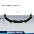 Front Bumper Lip Body Kit Spoiler For Chevy Corvette C8 All Model 2020-2024 Glossy Black