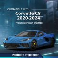 Front Bumper Lip Body Kit Spoiler For Chevy Corvette C8 All Model 2020-2024 Glossy Black