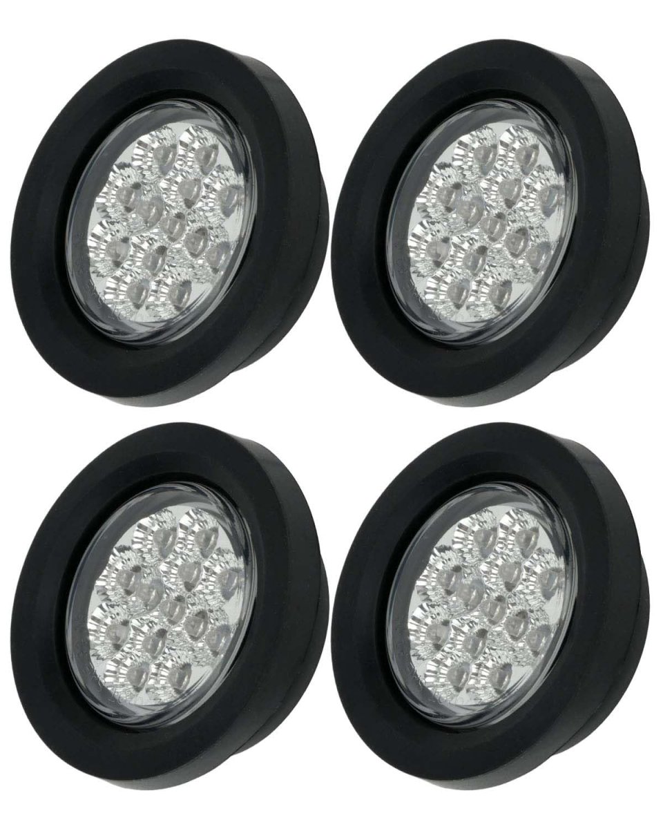 4 Pack 2 5in Round Led Trailer Clearance Marker Lights Clear Lens Red Light Waterproof Universal Surface Mount Side For Trucks