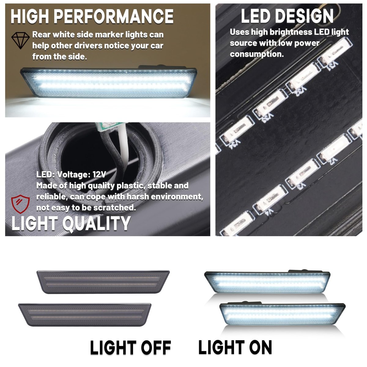 White Led Smoke Lens Side Marker Lights For 2008 2014 Dodge Challenger And 2011 Charger Rear Bumper Fender Parking Lamps
