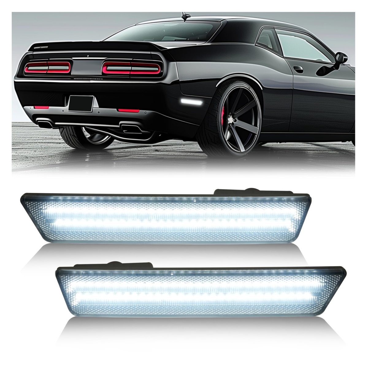 White Led Smoke Lens Side Marker Lights For 2008 2014 Dodge Challenger And 2011 Charger Rear Bumper Fender Parking Lamps